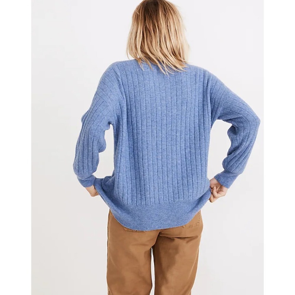 Madewell Women's Blue Heather Bowden Henley Coziest Yarn Sweater Size Small - Picture 3 of 9